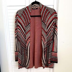 NWOT NIC+ZOE Chevron Pattern Cardigan - Red, Black, Cream
